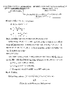 Đề thi giữa kì 2 Toán 8 năm 2020 – 2021 phòng GD&ĐT Hà Đông – Hà Nội