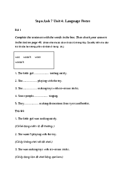 Giải Tiếng Anh 7 Unit 4: Language Focus 1 | Friends Plus