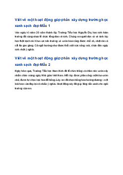 Viết 3-4 câu nói về một hoạt động góp phần xây dựng trường học xanh sạch đẹp | Tập làm văn 4