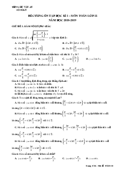 Đề cương ôn tập học kỳ 1 Toán 11 năm 2018 – 2019 trường THPT Chu Văn An – Hà Nội