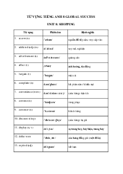 Từ vựng unit 8 lớp 8 Global success