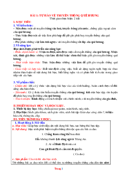 Giáo án GDCD 7 chân trời sáng tạo bài 1: Tự hào về truyền thống quê hương