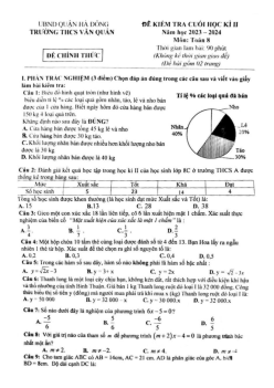 Đề cuối học kì 2 Toán 8 năm 2023 – 2024 trường THCS Văn Quán – Hà Nội
