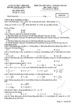 Đề thi giữa kỳ 2 Toán 11 năm 2023 – 2024 trường THPT Đặng Huy Trứ – TT Huế