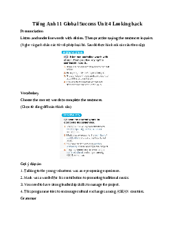 Giải Unit 4 Looking back | Tiếng Anh 11 Global Success