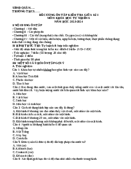 Đề cương ôn tập giữa học kì 1 môn Khoa học tự nhiên 6 sách Chân trời sáng tạo | Đề 1