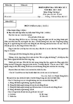 Đề thi học kì 1 môn Tiếng Việt lớp 3 năm 2023 - 2024 (Đề 5) | Cánh diều