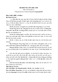 Đề thi giữa học kì 2 môn Ngữ văn 12 năm 2024 (Đề 1)