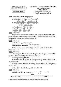 Đề HSG Toán 7 năm 2022 – 2023 cụm chuyên môn số 02 Sơn Tây – Hà Nội