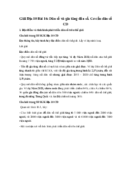 Giải Địa 10 Bài 16: Dân số và gia tăng dân số. Cơ cấu dân số CD
