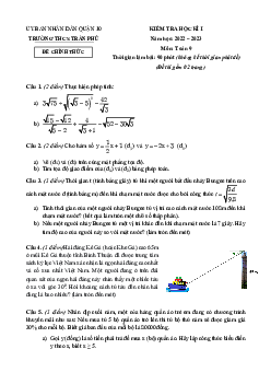 Đề học kì 1 Toán 9 năm 2022 – 2023 trường THCS Trần Phú – TP HCM