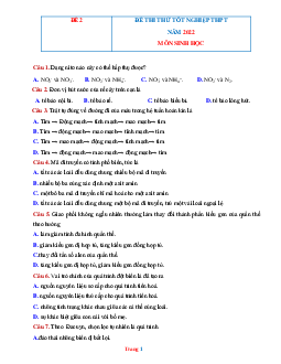 Đề thi TN THPT năm 2022 môn sinh học mã đề 2 (có đáp án và lời giải chi tiết)