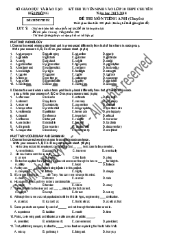 Đề thi tuyển sinh vào 10 môn Tiếng Anh (Chuyên), trường THPT Chuyên Trần Phú, Hải Phòng năm học 2017-2018