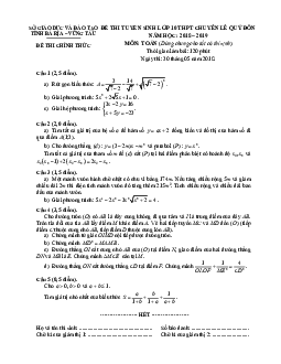 Đề Toán tuyển sinh lớp 10 năm 2018 – 2019 chuyên Lê Quý Đôn – Bà Rịa – Vũng Tàu