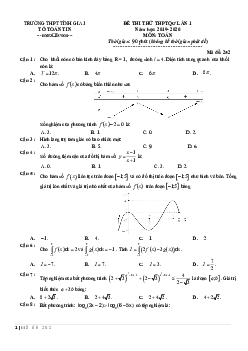 Đề thi thử THPTQG 2020 lần 1 môn Toán trường THPT Tĩnh Gia 1 – Thanh Hóa