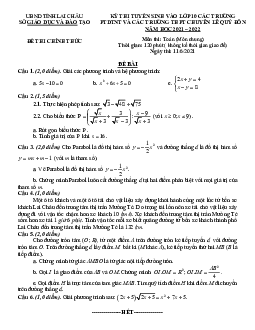 Đề thi vào 10 môn Toán (chung) năm 2021 – 2022 trường chuyên Lê Quý Đôn – Lai Châu