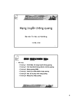 Slide bài giảng môn Mạng truyền thông quang nội dung chương 4: Quản lý và điều khiển mạng quang