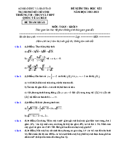Đề tham khảo cuối kỳ 1 Toán 9 năm 2022 – 2023 trường Quốc tế Á Châu – TP HCM