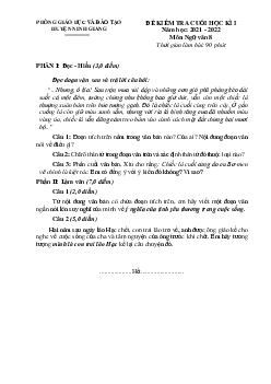 Đề kiểm tra cuối học kì Văn 8 Phòng GD&ĐT Ninh Giang 2021-2022 (có đáp án)