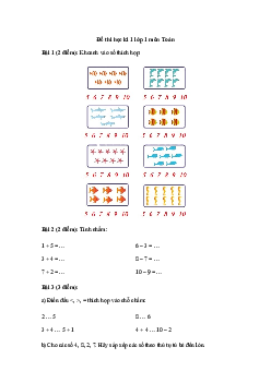 ĐỀ THI  HỌC KÌ 1 lớp 1 môn Toán | Đề 6 | Cánh diều