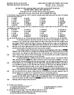 Kỳ thi tuyển sinh hệ THPT chuyên ngoại ngữ năm 2011 đề thi môn Tiếng Anh
