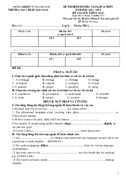 Đề thi thử tiếng Anh vào lớp 10 Thanh Hóa năm 2023 số 4