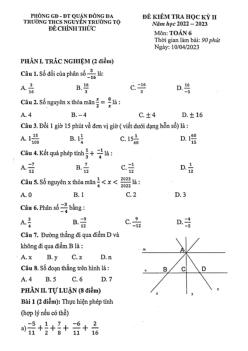 Đề học kỳ 2 Toán 6 năm 2022 – 2023 trường THCS Nguyễn Trường Tộ – Hà Nội