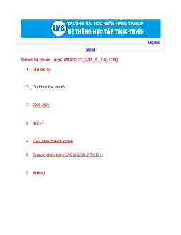 Bài kiểm tra trắc nghiệm Elearning môn Quản trị chiến lược