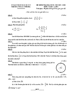 Đề thi học kì 2 Toán 6 năm 2019 – 2020 trường THCS Lý Phong – TP HCM