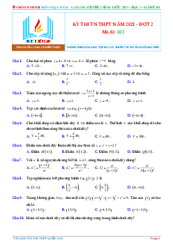 Đáp án và lời giải chi tiết đề thi chính thức tốt nghiệp THPT 2021 môn Toán (đợt 2)
