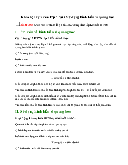 Khoa học tự nhiên lớp 6 bài 4 Sử dụng kính hiển vi quang học | Kết nối tri thức