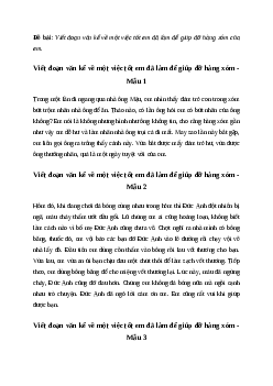 Tiếng việt 4: Viết đoạn văn kể về một việc tốt em đã làm để giúp đỡ hàng xóm của em (3 mẫu) | Cánh diều