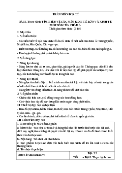 Giáo án Địa lí 7 Bài 8: Thực hành tìm hiểu các nền kinh tế lớn và kinh tế mới nổi ở châu Á sách Chân trời sáng tạo