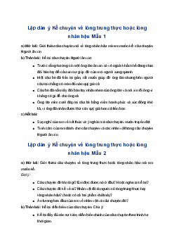 Lập dàn ý Kể lại một câu chuyện về lòng trung thực hoặc lòng nhân hậu | Tập làm văn 4