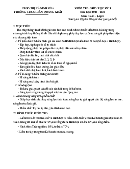 Đề giữa học kì 1 Toán 6 năm 2023 – 2024 trường THCS Trần Quang Khải – Khánh Hòa