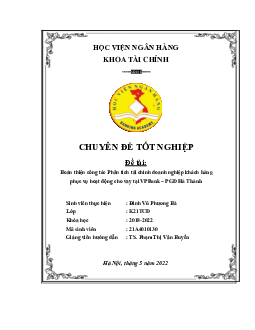 Phân tích tài chính doanh nghiệp khách hàng phục vụ hoạt động cho vay tại VPBank – PGD Hà Thành | Tài chính doanh nghiệp | HVNH