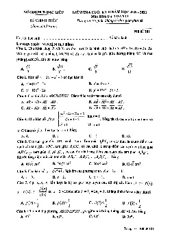 Đề kiểm tra học kì 2 Toán 11 năm 2020 – 2021 sở GDKHCN Bạc Liêu