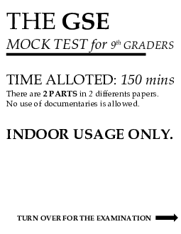 The Gse Mock Test Fot 9th Graders - Đề Thi Thử Chọn Học Sinh Giỏi Lớp 9 Tp Hồ Chí Minh