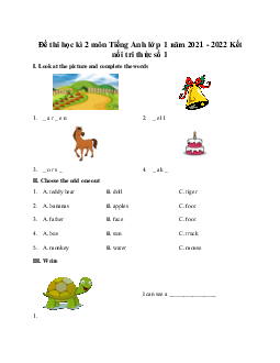 Đề thi học kì 2 môn Tiếng Anh lớp 1 Global Success số 1