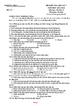 Đề kiểm tra học kỳ 1 Tin 6 năm học 2023-2024 (có đáp án ma trận đặc tả)