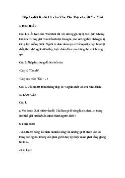 Đề thi vào 10 môn Ngữ văn năm 2023 - 2024 sở GD&ĐT Phú Thọ