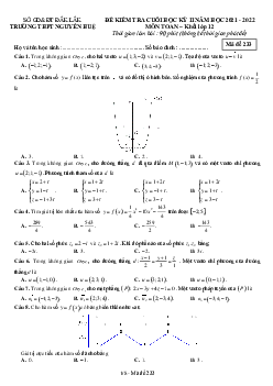 Đề cuối học kì 2 Toán 12 năm 2021 – 2022 trường THPT Nguyễn Huệ – Đắk Lắk