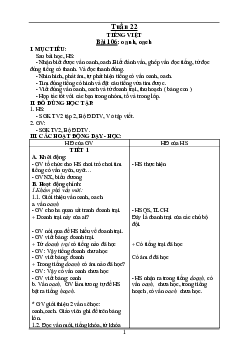 Giáo án Tiếng Việt 1 - Tuần 22 | sách Vì sự bình đẳng và dân chủ trong giáo dục