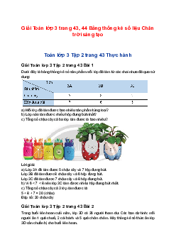 Giải Toán lớp 3 trang 43, 44 Bảng thống kê số liệu Chân trời sáng tạo