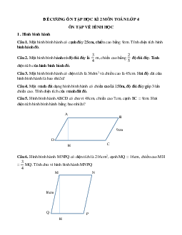 Đề cương ôn tập học kì 2 môn Toán lớp 4 năm 2018 - 2019