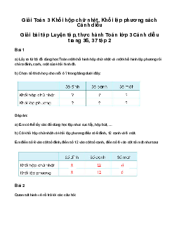 Khối hộp chữ nhật. Khối lập phương: Giải bài tập Luyện tập, thực hành Toán lớp 3 Cánh diều trang 36, 37 tập 2