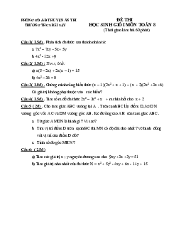 Đề thi học sinh giỏi môn Toán 8 trường THCS Bãi Sậy – Hưng Yên