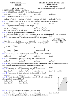 Đề thi giữa học kì 1 lớp 10 năm 2023 - 2024 sách Chân trời sáng tạo | Toán 10 đề 1