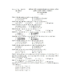 Đề thi Hóa Đại Cương y Huế
