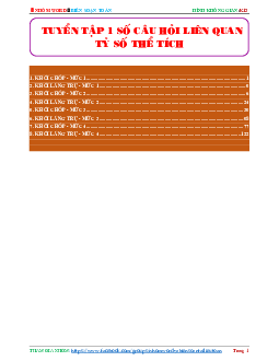 Tuyển tập 181 bài tập tỷ số thể tích có đáp án và lời giải